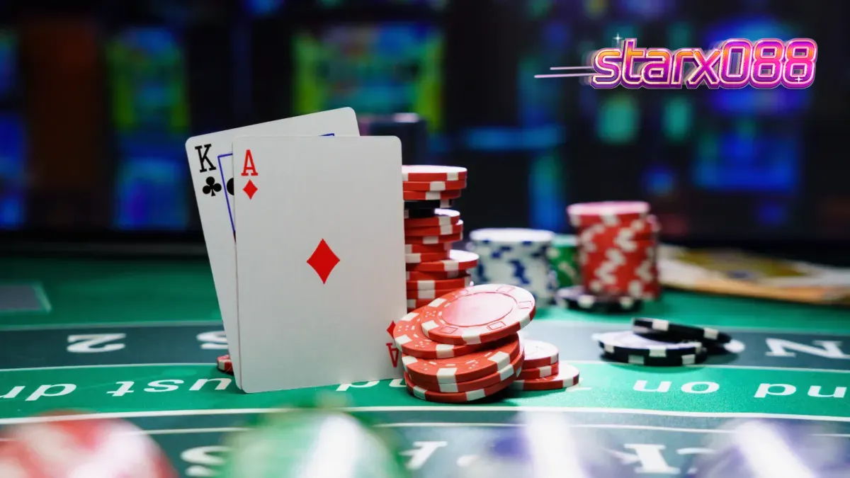 Tampilan meja Blackjack Live di studio modern